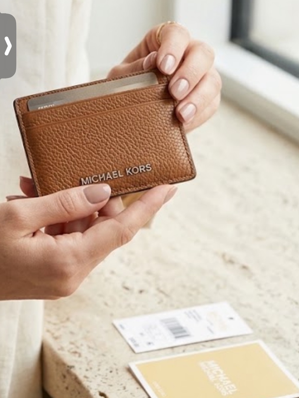 Michael Kors Brown Pebbled Leather Card Case NWT